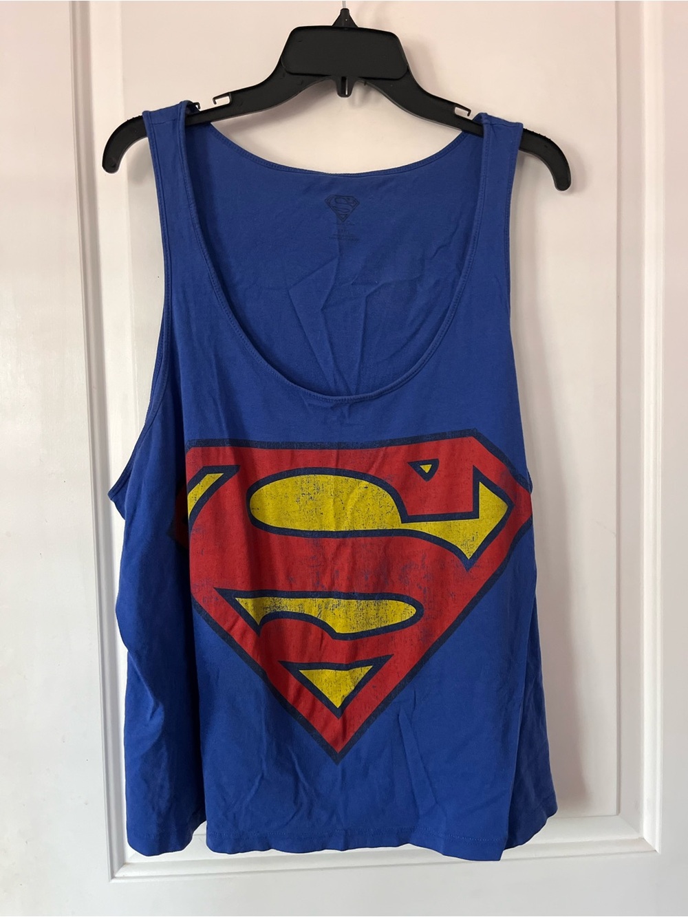 DC Comics Royal Blue Tank with Subtle Black Superman Crest